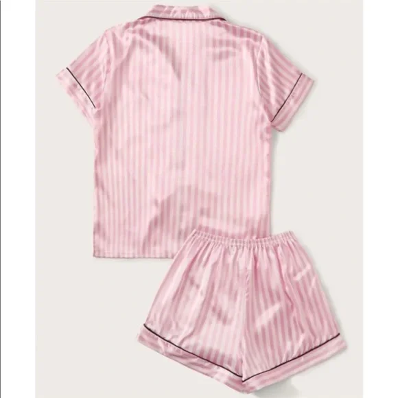 The “Diana” 2 Piece Pink/White Striped Loungewear Matching Set - Picture 3 of 3